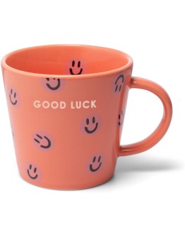 VONDELS - Cappuccinokop Smileys GOOD LUCK - coral 250 ml