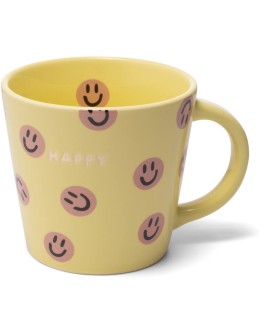 VONDELS - Cappuccinokop Smileys HAPPY - yellow 250 ml