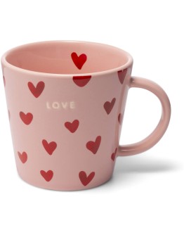 VONDELS - Theekop Hearts LOVE - Pink 350 ml