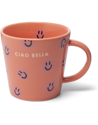 VONDELS - Theekop Smileys CIAO BELLA - Coral 350 ml